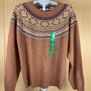 Weatherproof Men's Tan Patterned Crewneck Sweater